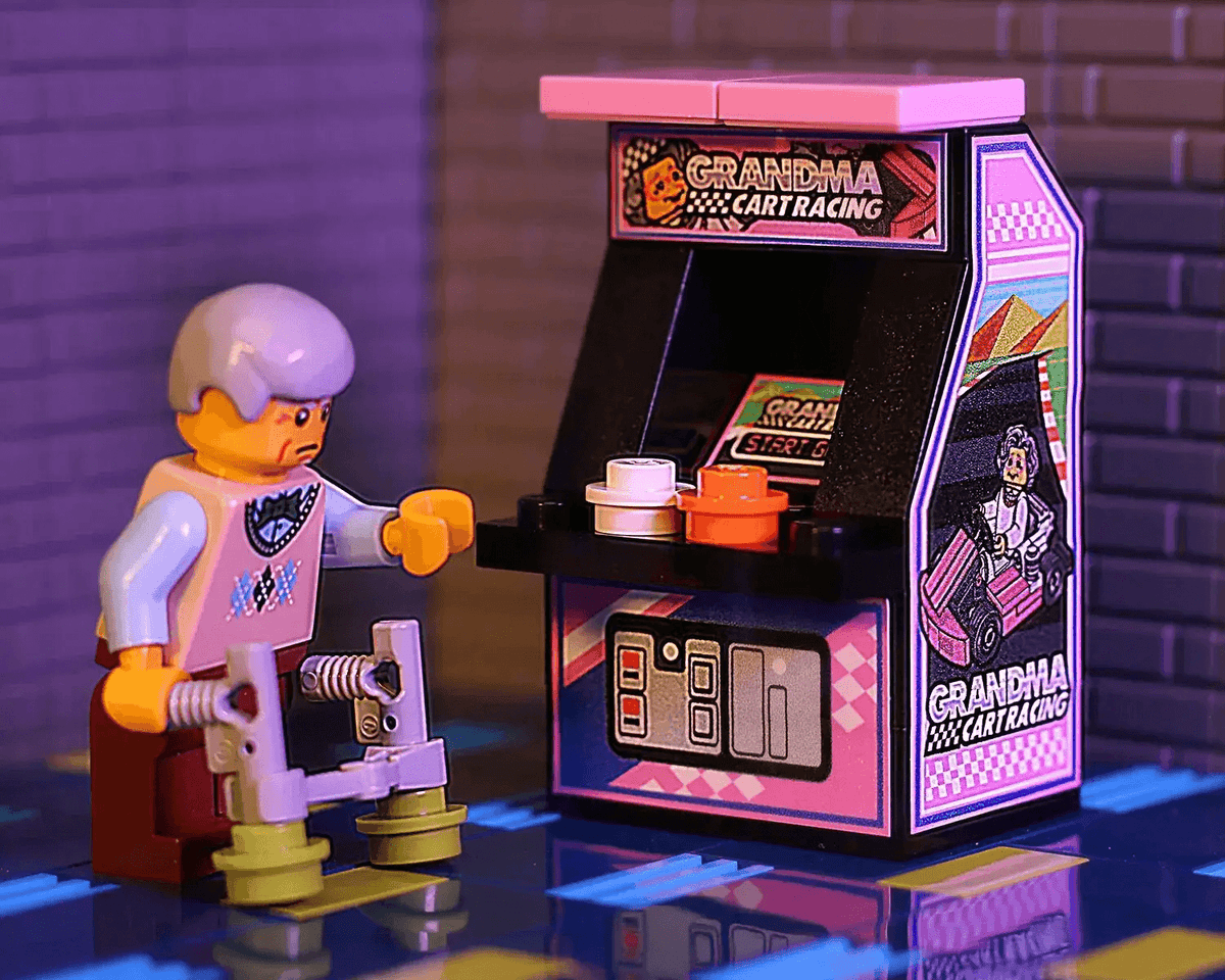 LEGO Grandma Cart Racing Arcade Cabinet Custom Decals - ToylandEU™