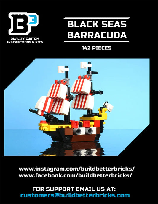 LEGO Pirate Barracuda Mini Ship With Captain Brickbeard Figure, 142-Piece Set, Disassembled With Instructions - ToylandEU
