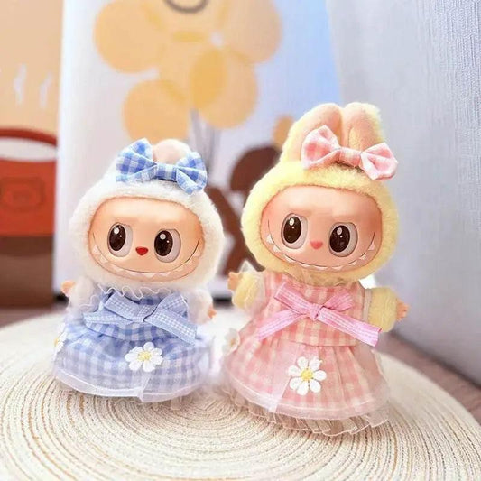 Labubu Doll Clothes Daisy Plaid Skirt Cute for 15 to 17 cm Labubu I II Idol Dolls Accessories for Sitting Party and DIY Gifts - ToylandEU™
