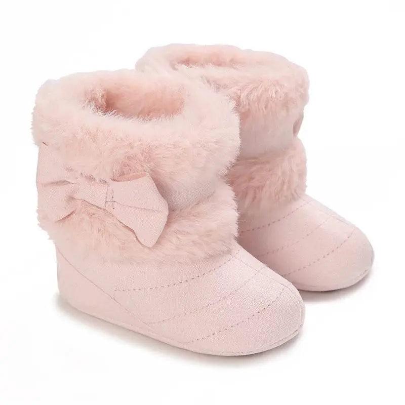 Adorable Fleece-Lined Bowknot Boots for Baby Girls - Cozy Indoor Footwear for Autumn and Winter - ToylandEU™
