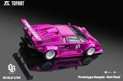 Lamborghini Countach Diecast 1:64 LBWK Widebody Flash Pink White - ToylandEU