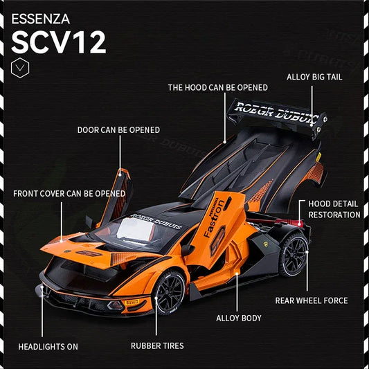 Lamborghini Essenza SCV12 1 24 Scale Diecast Alloy Model Car With Sound Light - ToylandEU