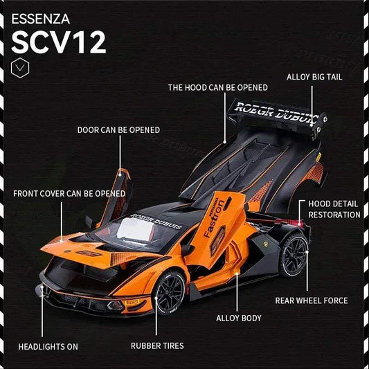 Lamborghini Essenza SCV12 1 24 Scale Diecast Alloy Model Car With Sound Light - ToylandEU