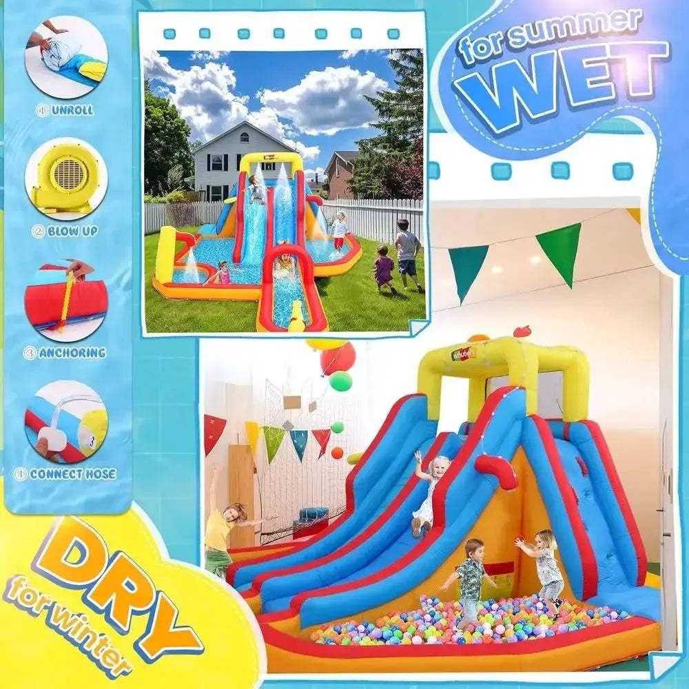 Large Dual Lane Backyard Water Slide Obstacle Course - ToylandEU