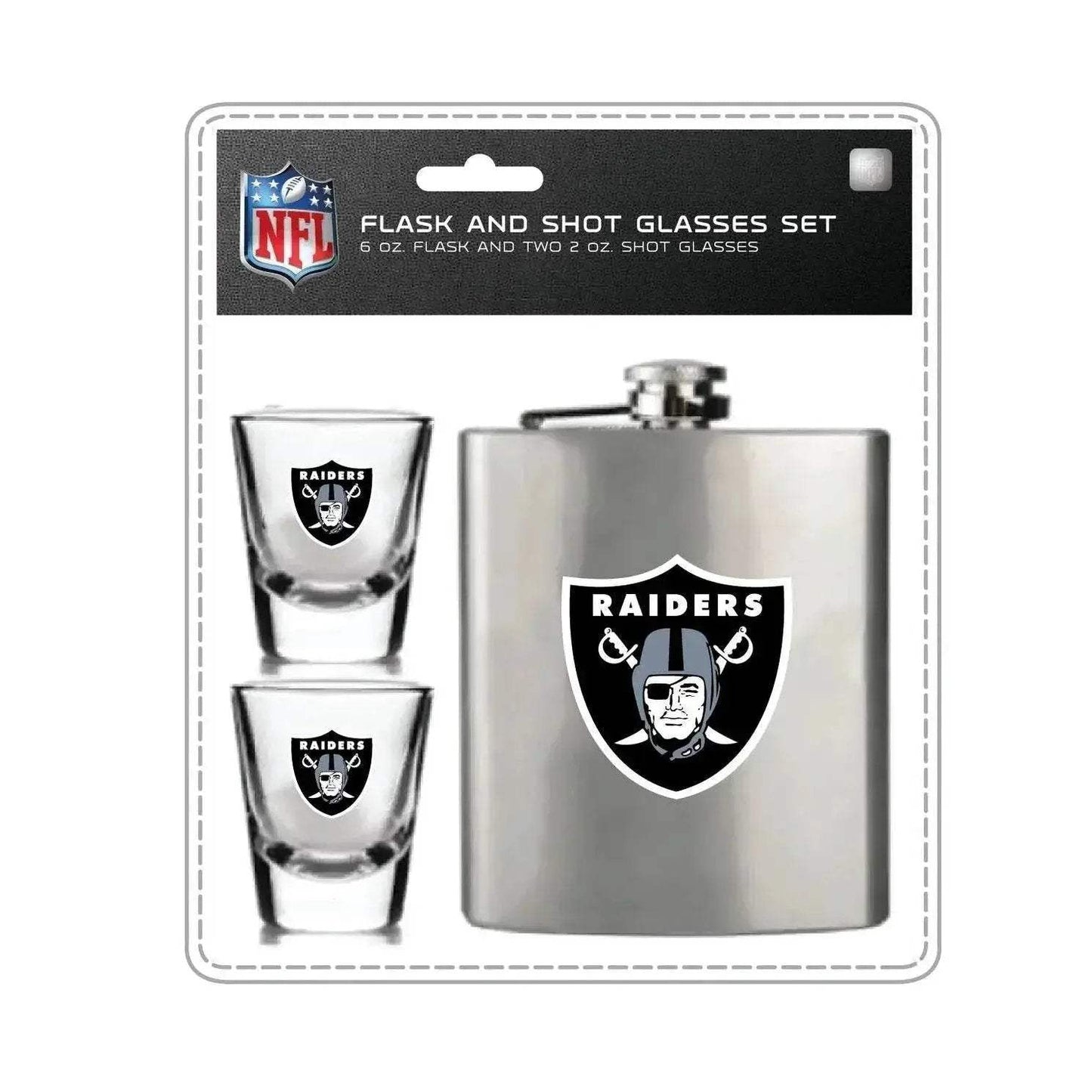 Las Vegas Raiders Flask And Shot Glass Set With Logo - ToylandEU™
