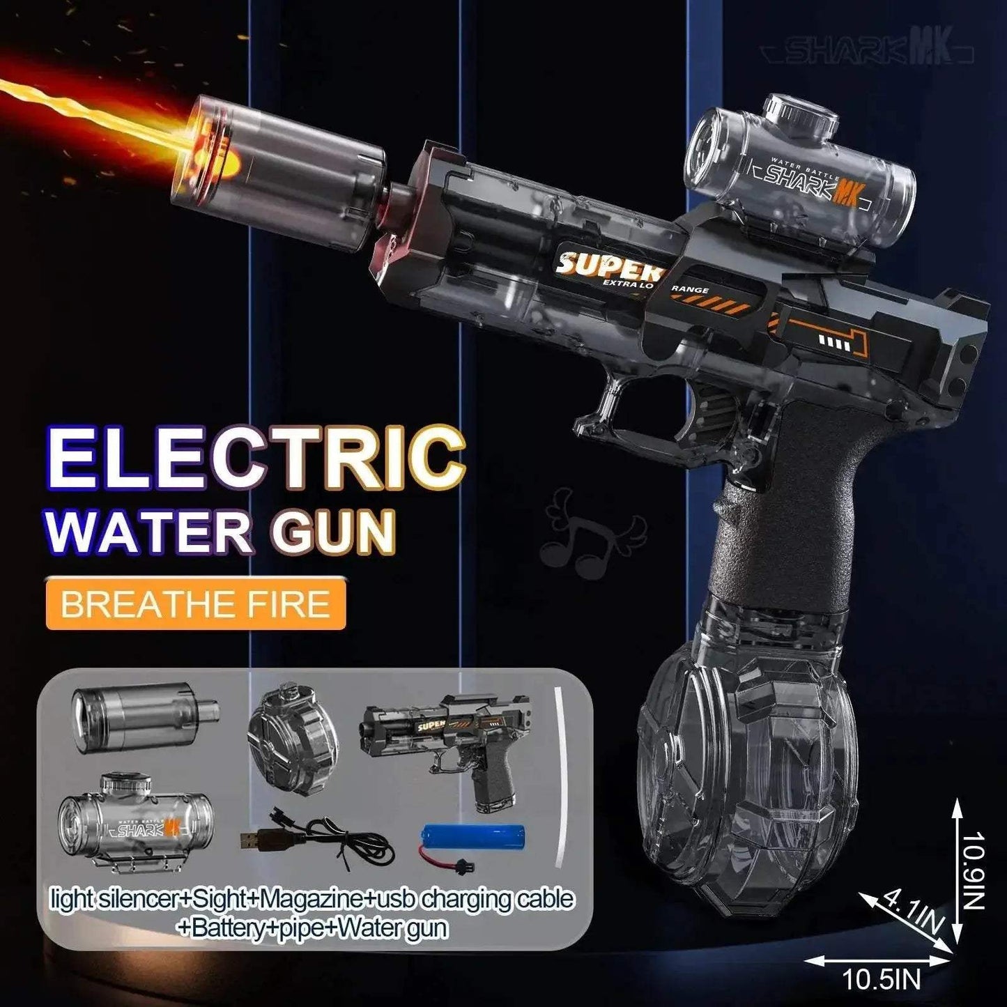 Led Light Emitting Electric Water Gun Toy With Automatic Sensor Lights For Kids Summer Outdoor Beach Pool Play - ToylandEU