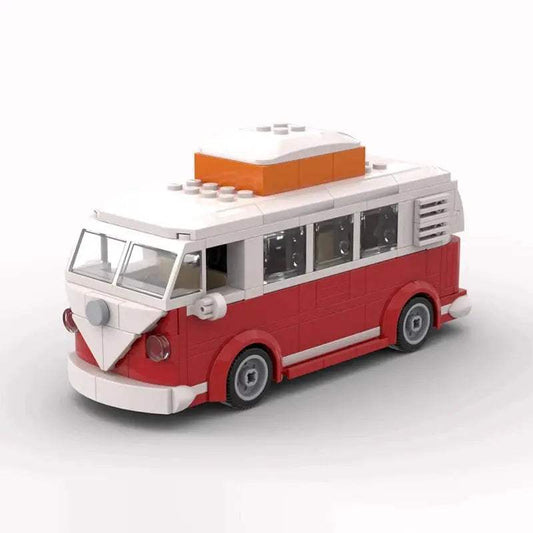MOC Technical Car Creative VW T1 Camper Van and Trailer 6 Studs Width City Camp Truck Sets Building Blocks Kid Toys Gift - ToylandEU