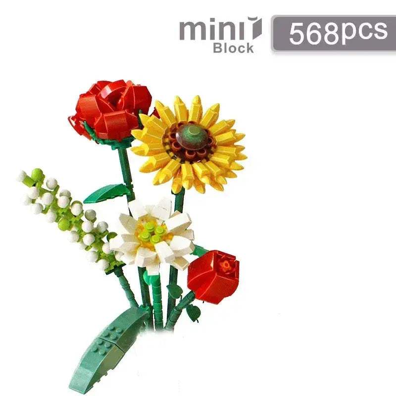 Lego Compatible Flower Block Set for Creative Play - ToylandEU