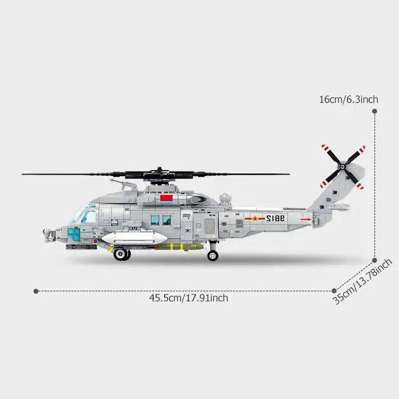 Lego Compatible Helicopter Building Blocks Navy Type - ToylandEU™