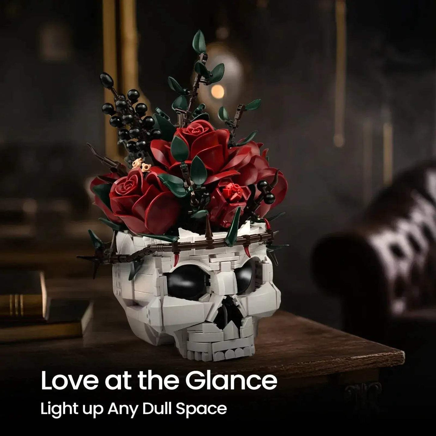 Lego Compatible Skull Roses Building Blocks For Gothic Home Decor - ToylandEU