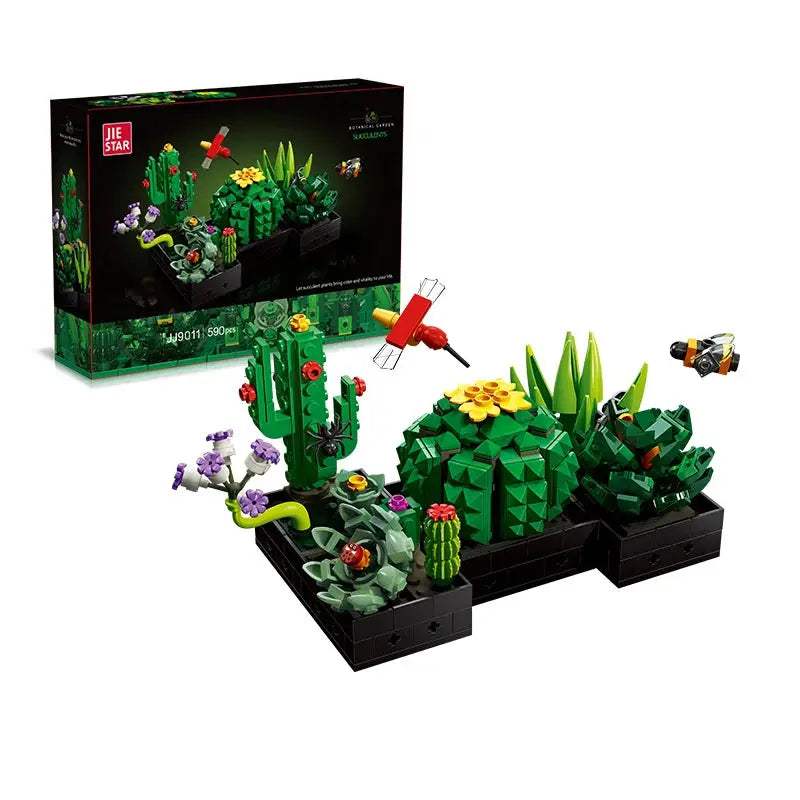 590PCS Succulent Plant Potted Building Blocks Set Flower Cactus Assemble Model Bricks Desktop Ornament Adult Toy Birthday Gifts - ToylandEU