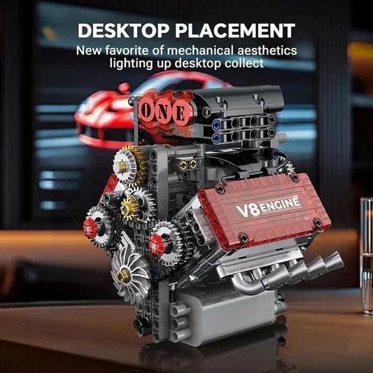 Lego Compatible V8 Engine Building Blocks Motorized Model - ToylandEU™