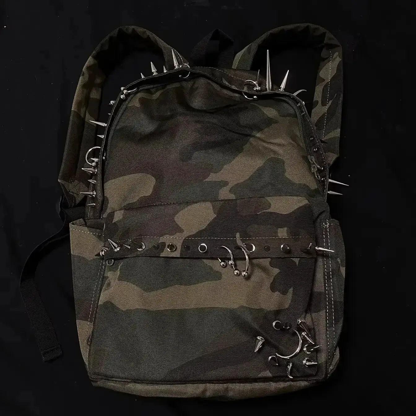 Leopard Print Rivet Backpack Large Capacity Unisex - ToylandEU™