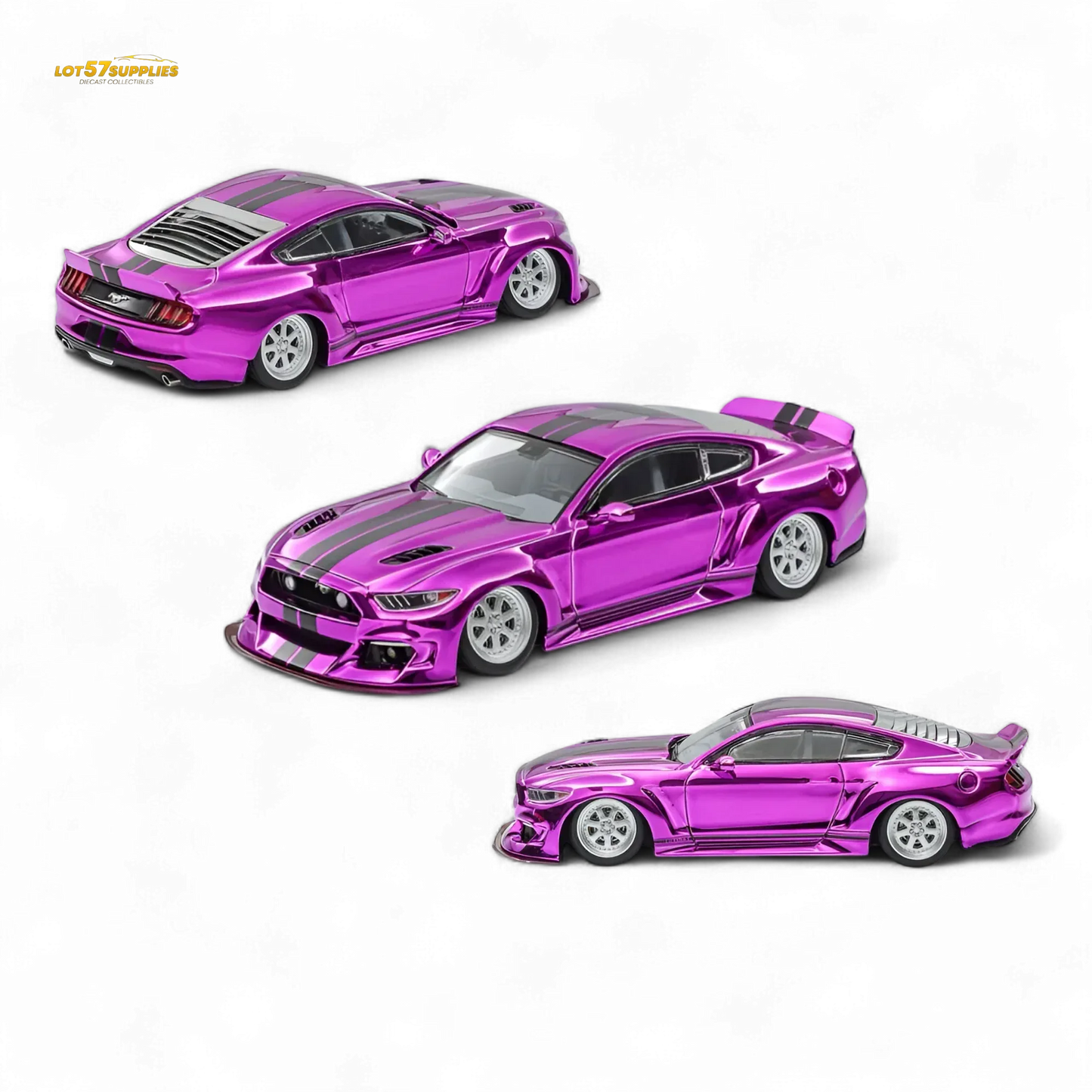 Liberty 64 Mustang Widebody Kit Diecast 1:64 Chrome Purple - ToylandEU