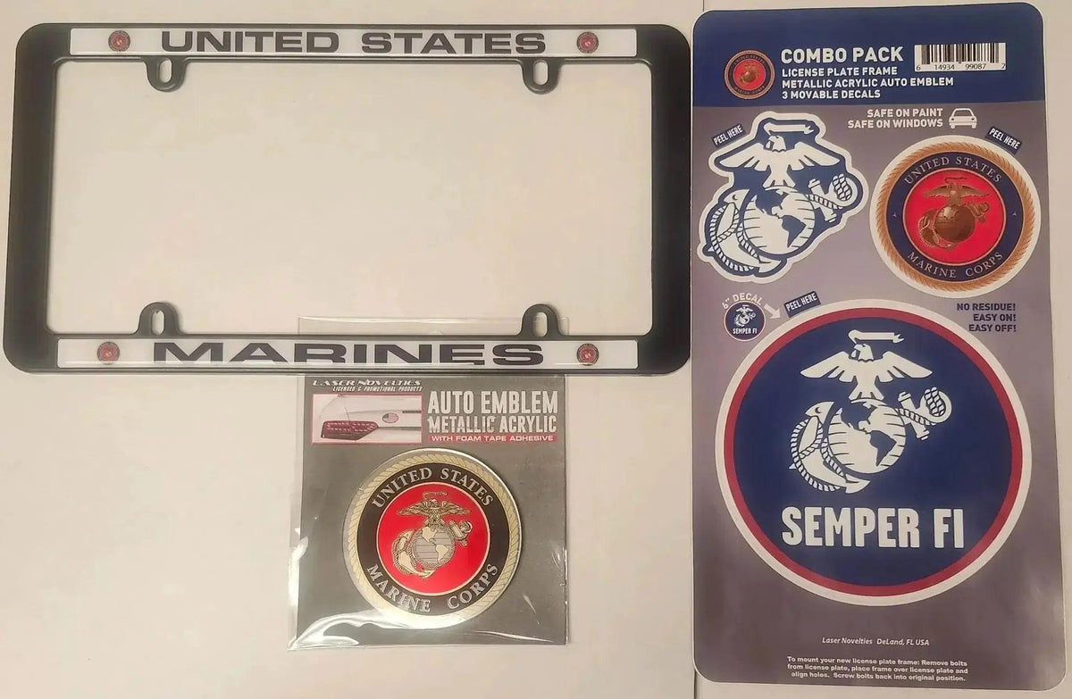 US Marine Auto Accessory Combo Kit License Frame Emblem - ToylandEU™
