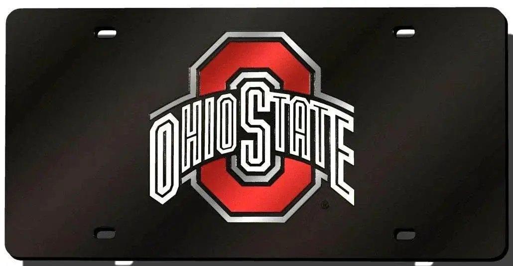 Ohio State Buckeyes License Plate Laser Cut Black Mirrored - ToylandEU™