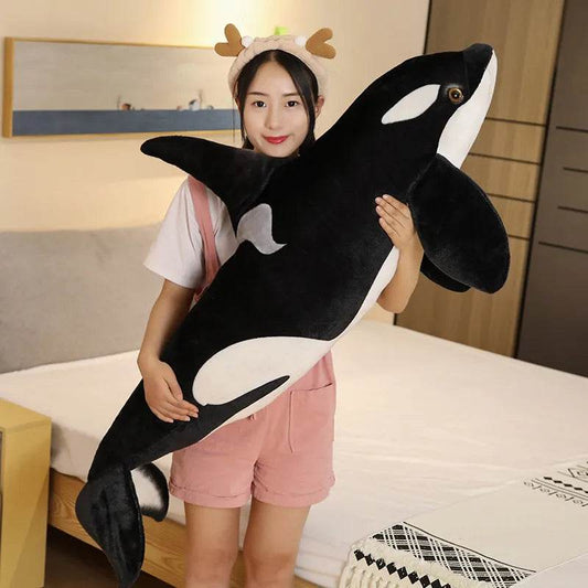 Lifelike Black Orca Whale Plush Toy - Cuddly Ocean Companion - ToylandEU