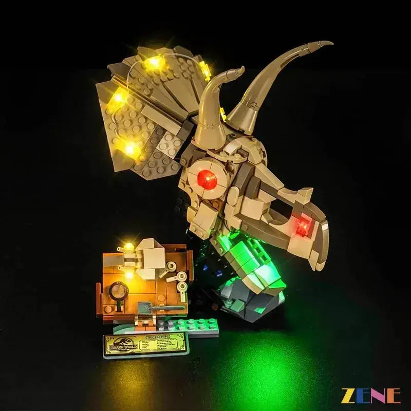 MOC Illuminated LEGO Jurassic World Triceratops Skull Light Kit - ToylandEU