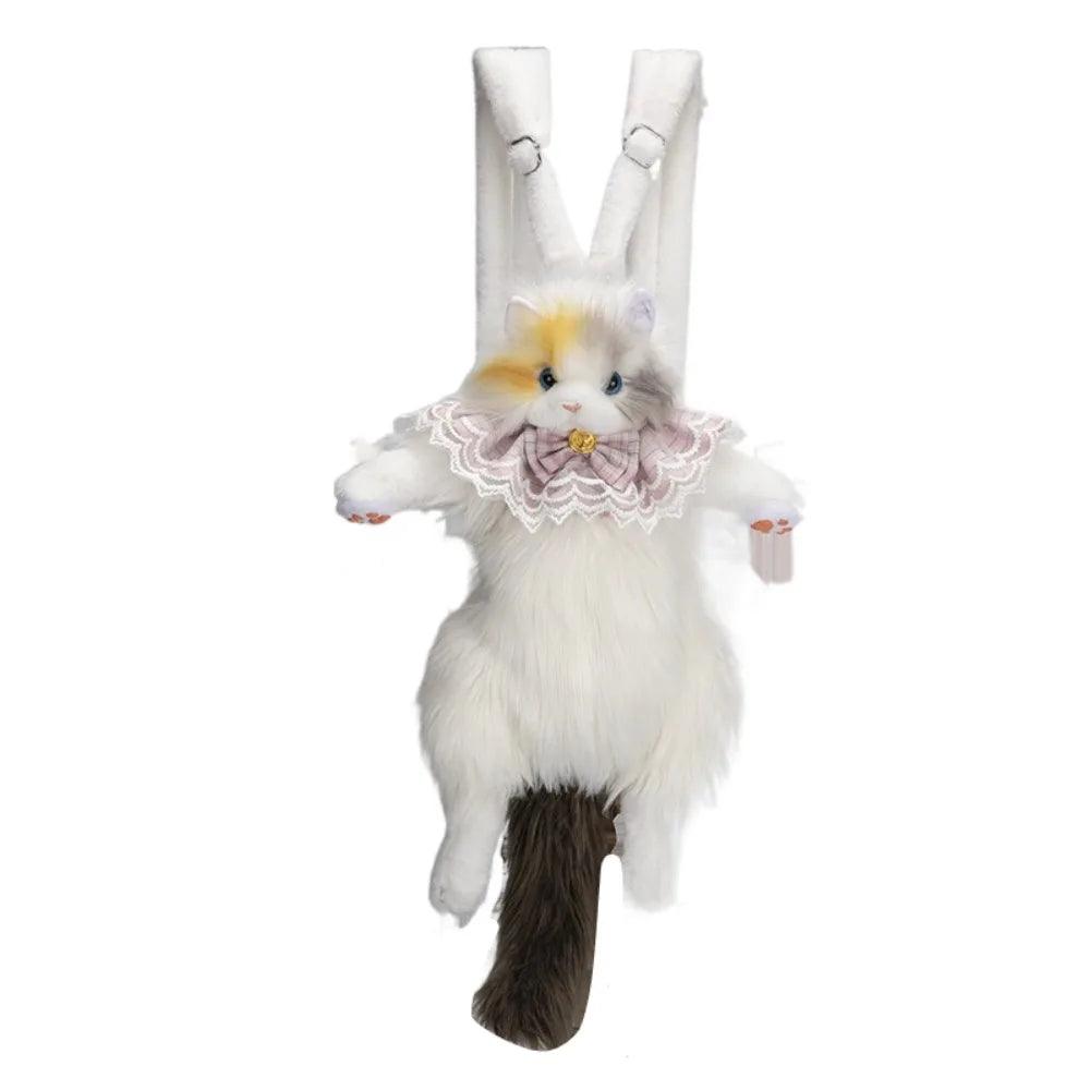Long Haired Cat Backpack Plush Doll Realistic Design