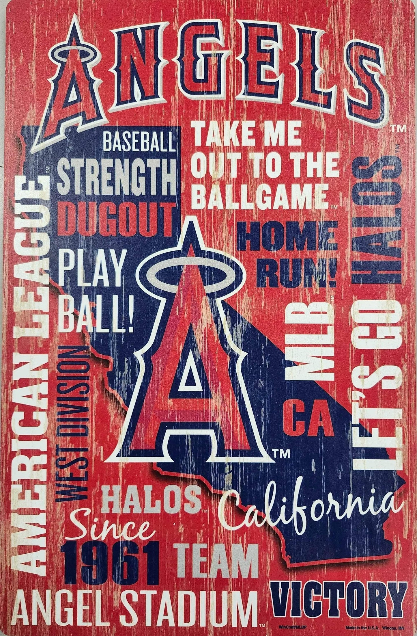 Los Angeles Angels 11x17 Wood Wordage Sign With Team Colors - ToylandEU™