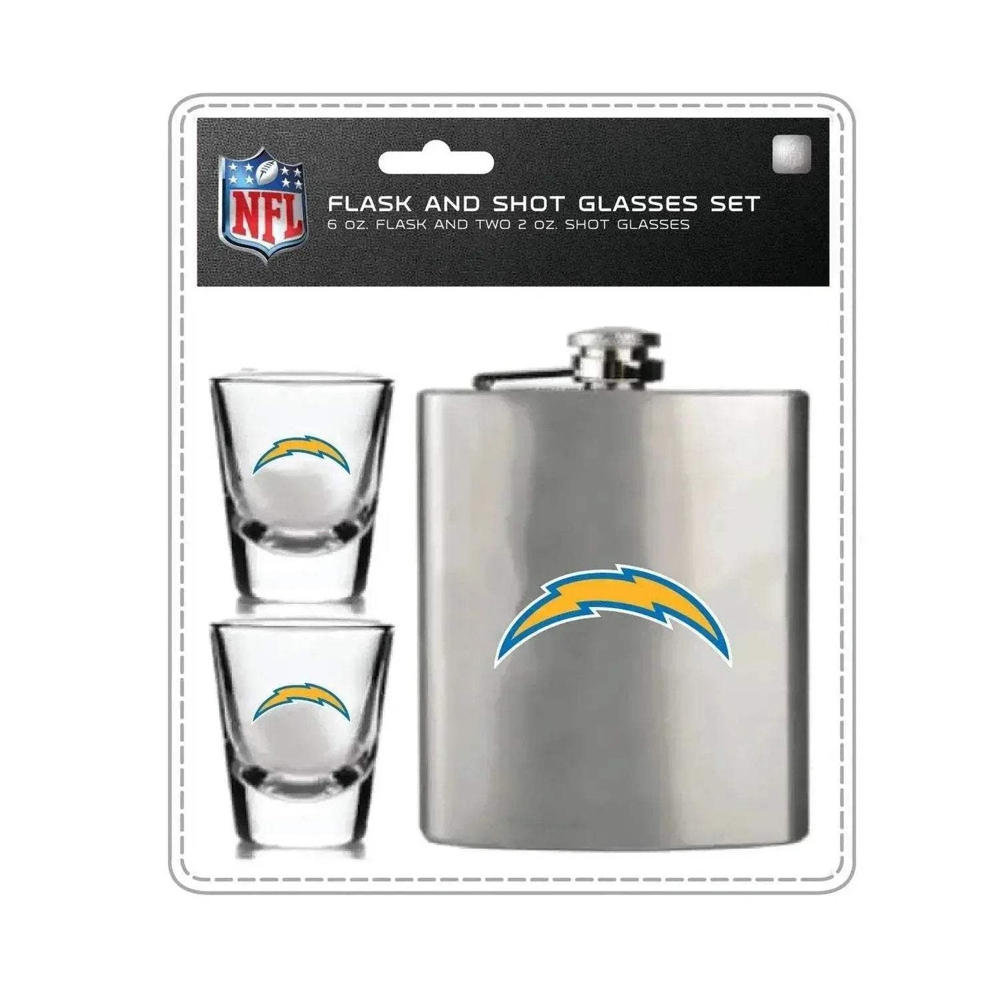 Los Angeles Chargers Flask And Shot Glass Set Team Logo - ToylandEU™