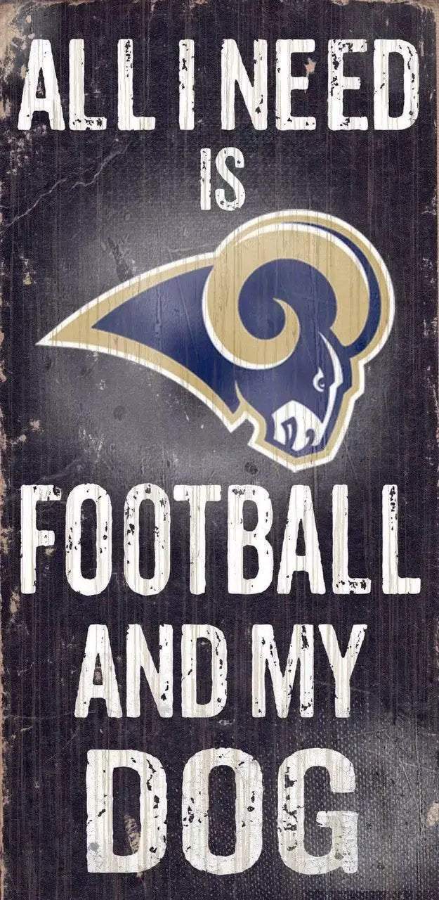 Los Angeles Rams Wood Sign Football and Dog 12x6 Inches - ToylandEU™