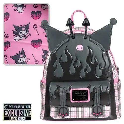 Loungefly Sanrio Kuromi Flames and Plaid Mini-Backpack - Entertainment Earth Exclusive - ToyShnip
