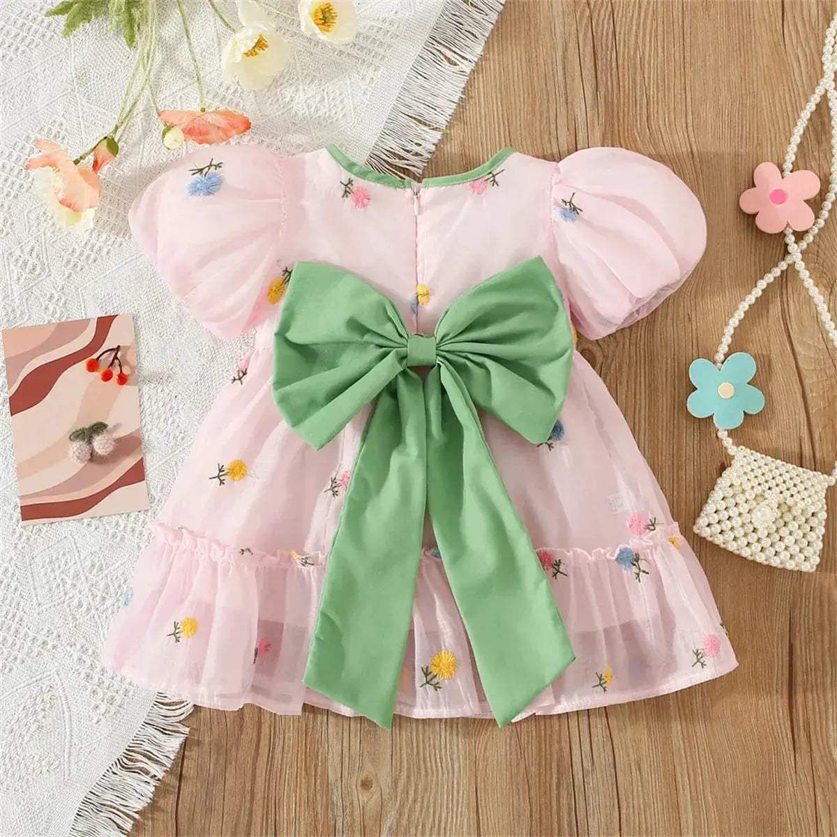 Lovely Baby Girl Dress Big Bow Chiffon Dress Toyland EU - ToylandEU™