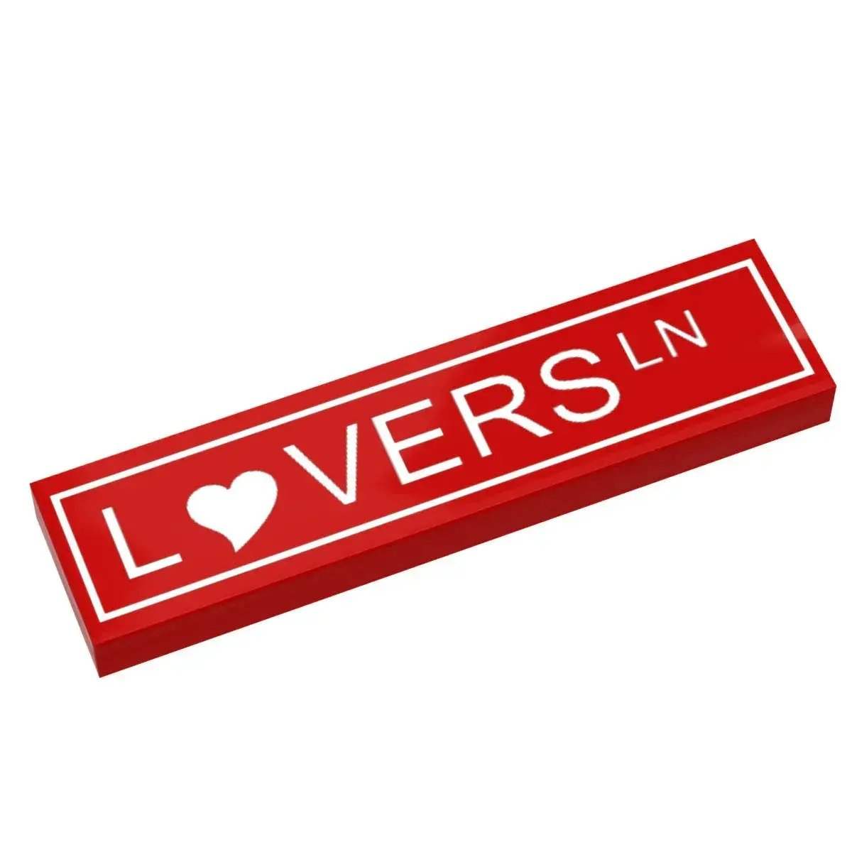 Lego Lovers Lane Street Sign Tile Custom Print Premium 1x4 - ToylandEU