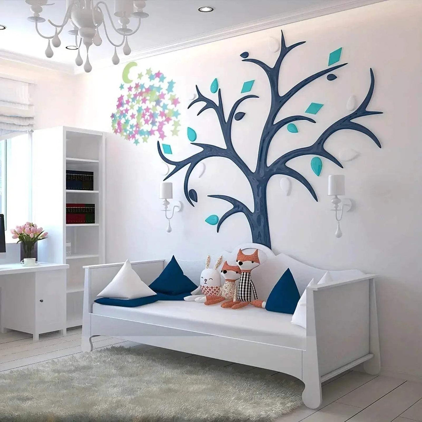 Luminous 3D Stars Moon Wall Stickers Toyland EU - ToylandEU™