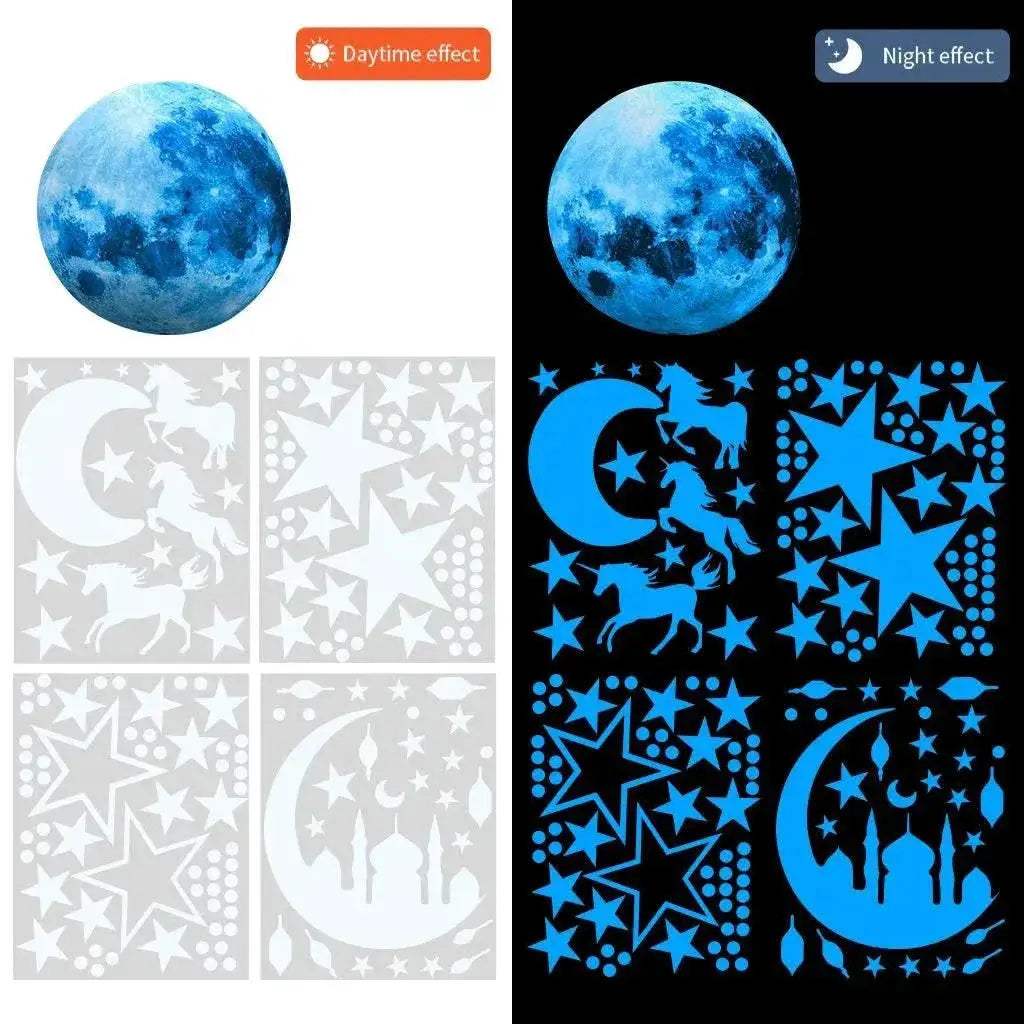 Radiant Moon And Stars Glow Wall Stickers Toyland EU - ToylandEU™