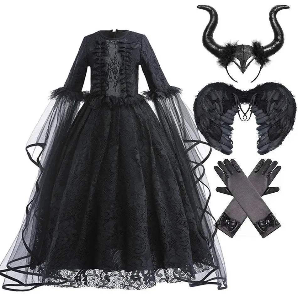 Enchanting 7To13 Maleficent Lace Girls Dress Toyland EU - ToylandEU™