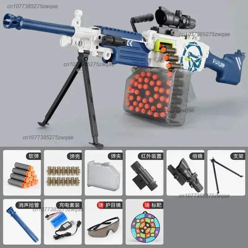 M249 Chain Fed Soft Bullet Toy Gun For Boys Durable - ToylandEU