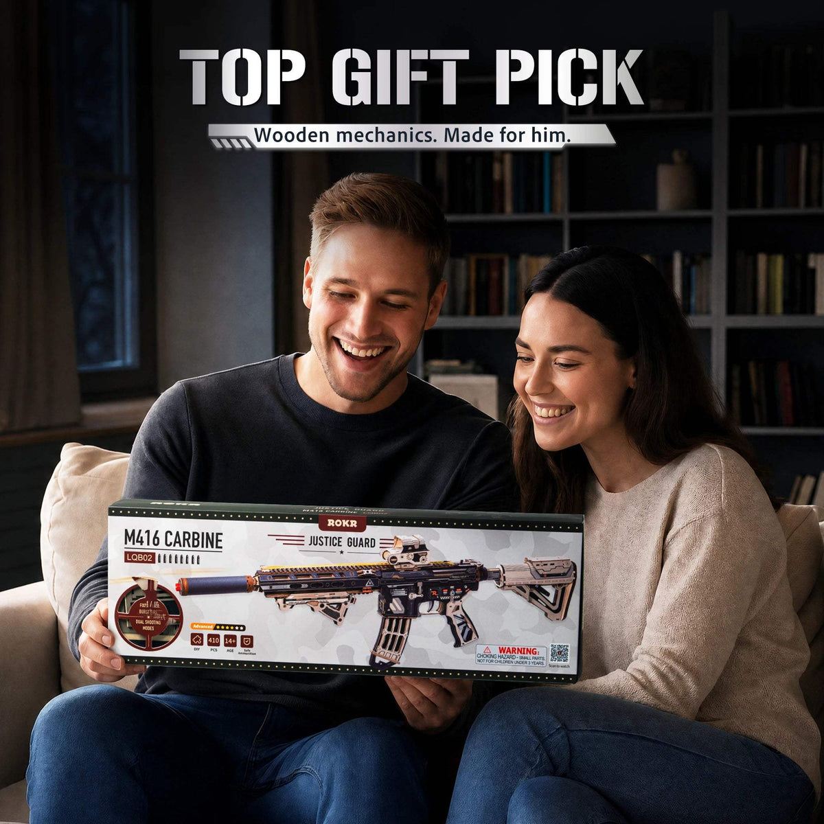 M4A1 Wooden 3D Puzzle | Rubber Band Action | Toylandeu™