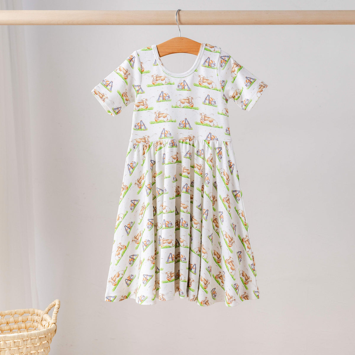 Kids Twirl Dress | Organic Cotton | Cattle Mascot Design | Youth