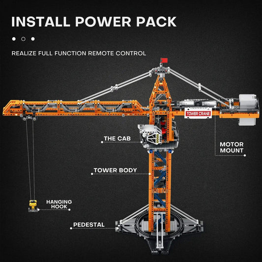 1288PCS Remote Control Tower Crane Building Blocks MOC Model - ToylandEU