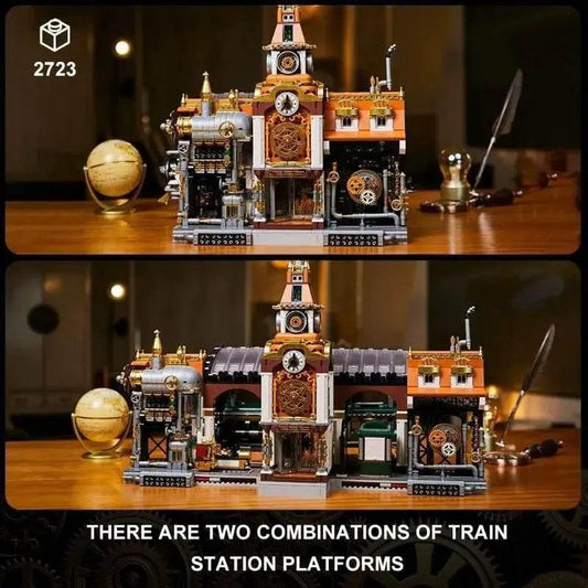 MOC 2788PCS MOC Steampunk Railway Station Large Building Blocks Mechanical Train Station Model Desktop Decoration DIY Toys Kids Gift - ToylandEU™
