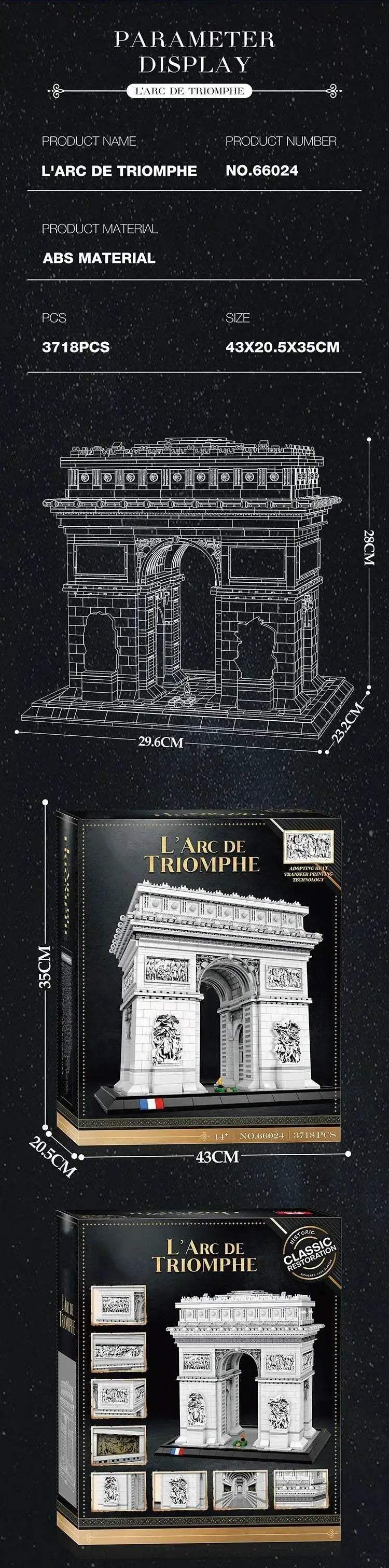 3718PCS Arc de Triomphe Model Building Blocks for Kids - ToylandEU