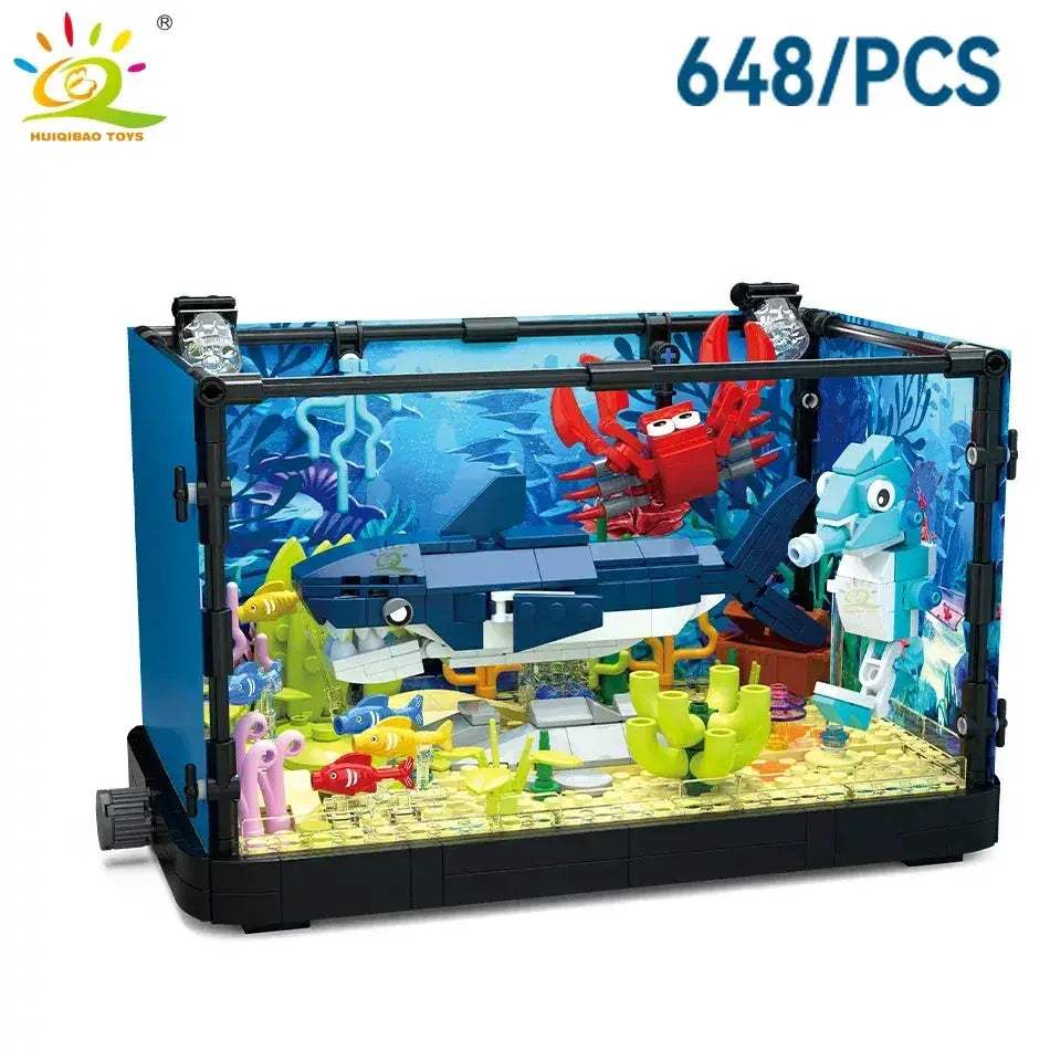 MOC Aquarium Building Blocks With Light Sea Turtle Toys For Kids - ToylandEU