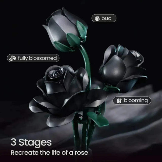 Black Rose Bouquet Building Blocks Set for Home Decoration - ToylandEU™