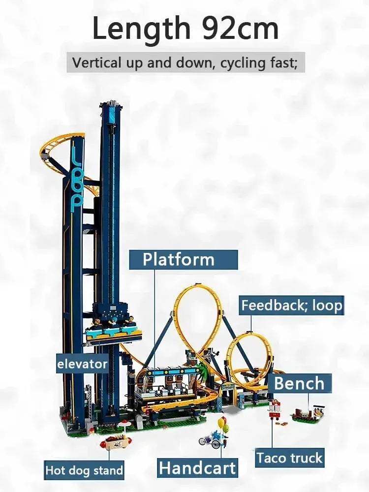 Blue Roller Coaster Building Blocks Set High Difficulty - ToylandEU