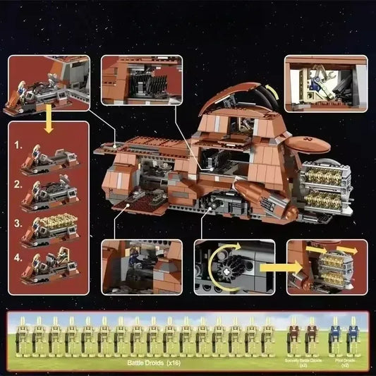 MOC Cosmic Warship Armored Vehicle Building Blocks Kit For Creative Play - ToylandEU