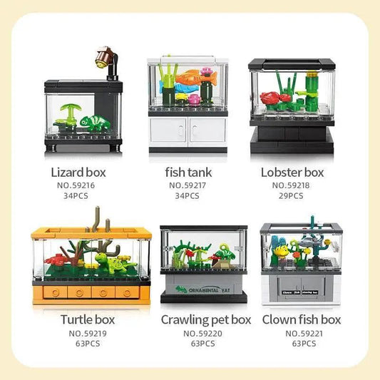 MOC Fish Tank Building Blocks Set Pet Creative Diy Educational Bricks - ToylandEU™
