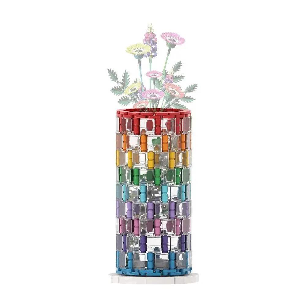 MOC Rainbow Vase Model Building Blocks Flower Vase Gift Building Bricks MOC - ToylandEU