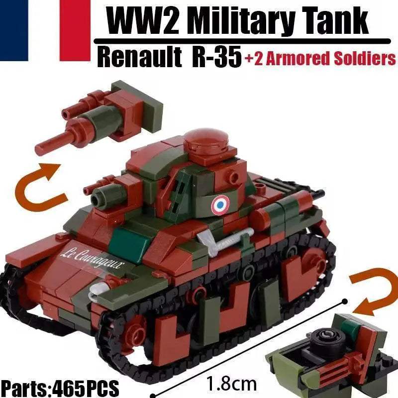 MOC WW2 Military Main Battle Tank Building Blocks Kit Building Bricks MOC - ToylandEU