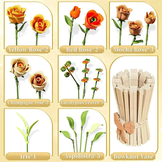 Premium Building Blocks Eternal Flower Vase For Girls - ToylandEU