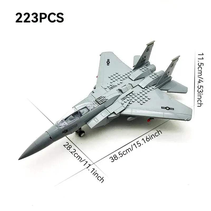 Premium Building Blocks Kit Military Aircraft Dual Models F15 And Apache For Boys And Collectors - ToylandEU