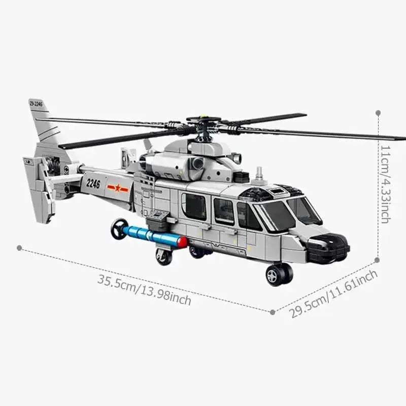 Premium Building Blocks Shipborne Helicopter Assemblage MOC Armed Fighter Aircraft Model For Kids And LEGO Fans - ToylandEU