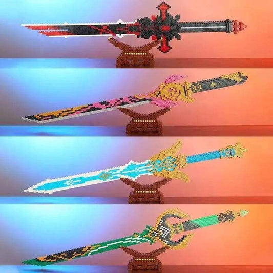 Samurai Sword Building Blocks Anime Ninja Weapon Model Assembly Bricks Boys Toy Idea Desktop Decoration - ToylandEU