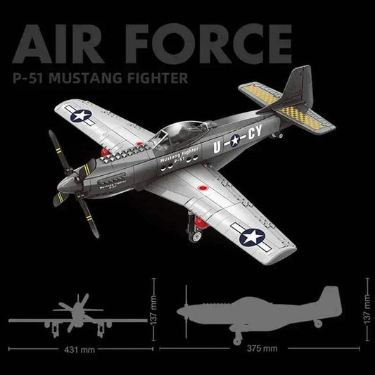 MOC Toy Mustang Helicopter Plane Building Block P51 Pirate Propeller Gift - ToylandEU